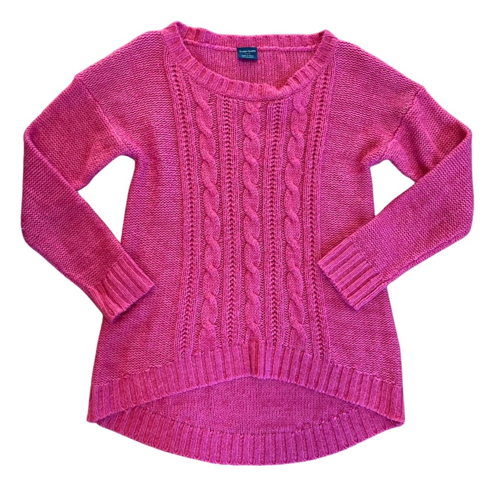 Pink Knit Sweater High Low Small 4-6 Faded Glory